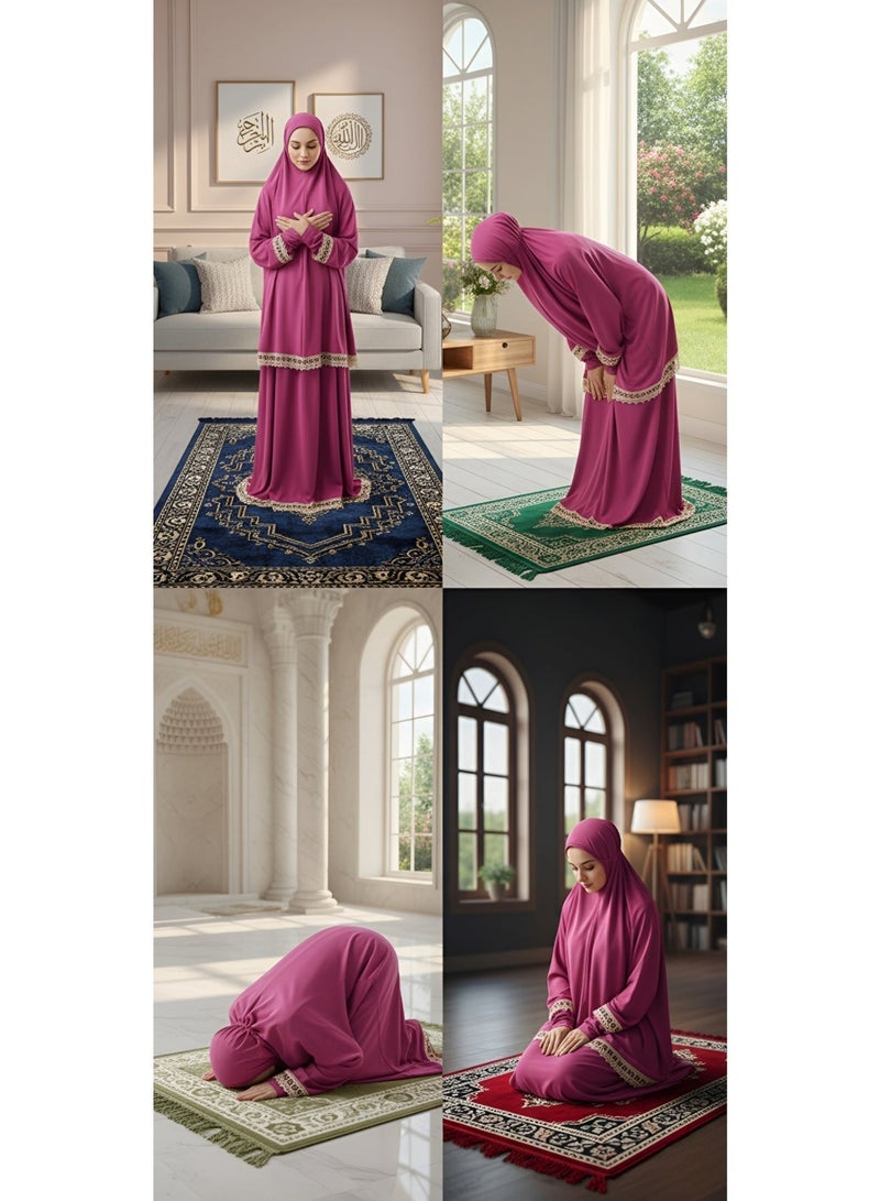 أولودينيز  طقم صلاة نسائي قطعتين – قماش لايكرا بارد ومريح – ساتر ومناسب لمعظم المقاسات – صناعة تركية - Image 3